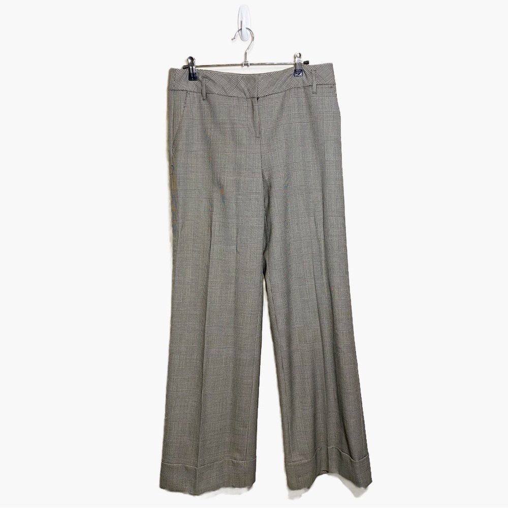 Ann Taylor Loft Plaid Houndstooth Wide Leg Trousers
